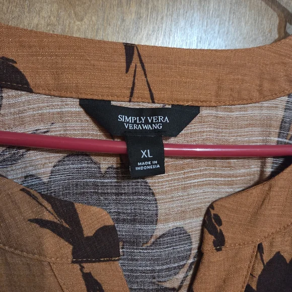 Simply Vera Vera Wang Brown Floral Midi Dress - Picture 3 of 3